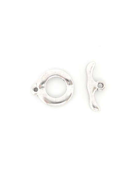 Lot de 2 Fermoirs toggle rond en T en métal argenté 18mm