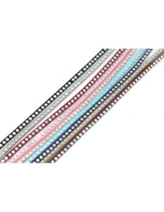 Cordon suédine fin avec strass argenté vieux rose pâle Aspect daim 2