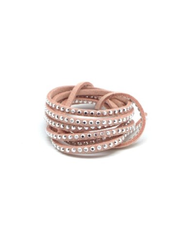 Daim synthétique fin avec strass argenté vieux rose pâle Aspect daim