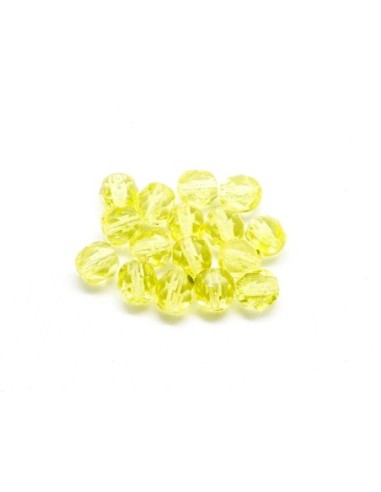 Perle facette en verre 6mm de couleur jaune transparent