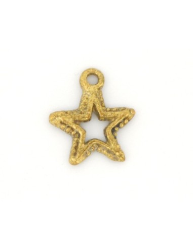 Breloque, pendentif étoile en métal doré vieilli