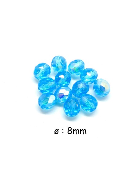 Perle à facette bleu turquoise irisé