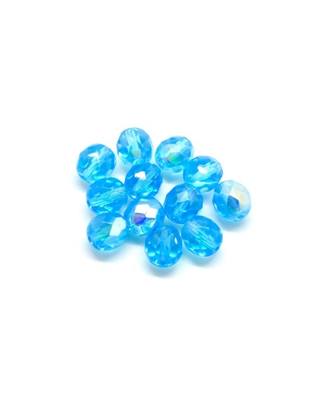 Perle en verre 8mm bleu turquoise irisé