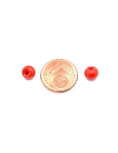 Perle ronde 6mm, trou décentré de couleur rouge 2