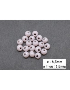 Perle ronde 6mm, trou décentré parme clair