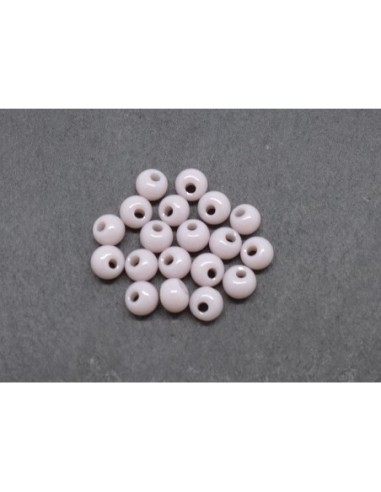 Perle en verre ronde 6mm, trou décentré parme clair