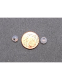 Perle ronde 6mm, trou décentré rose pâle translucide 2