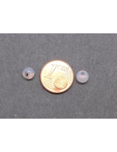 Perle goutte 6mm, trou décentré rose pâle translucide