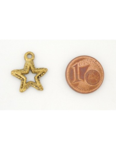 Breloque, pendentif étoile en métal doré vieilli