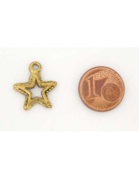 Breloque, pendentif étoile en métal doré vieilli
