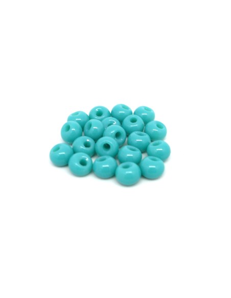 Perle en verre ronde 6mm, trou décentré bleu turquoise