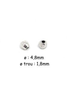 Perle en métal argenté à facettes 5mm