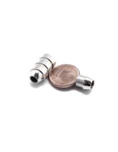 Fermoir aimanté en métal argenté acier inoxydable pour cordon de 4mm 2