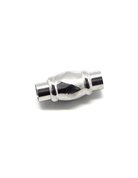 Fermoir aimanté argenté en acier inox pour cuir rond de 5mm