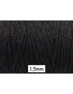 Cordon tressé gris foncé et argenté en polyester et lurex effet métallisé, 1,5mm très souple
