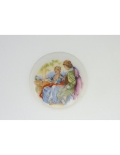 Cabochon rond vintage en porcelaine romantisme 42mm 2