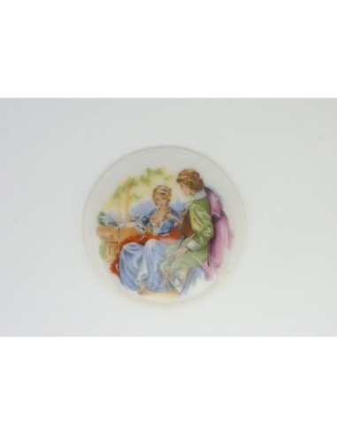 Cabochon rond vintage en porcelaine romantisme 42mm