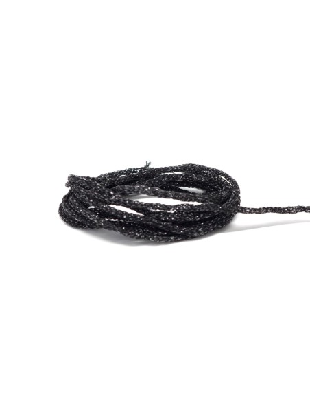 Cordon lurex polyester gris foncé et argenté brillant