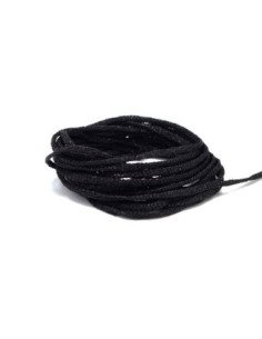 Cordon tressé noir et argenté en polyester et lurex 1,5mm très souple 2