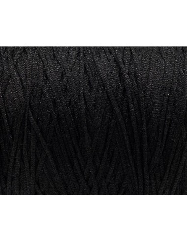 Fil tressé noir et argenté en polyester et lurex 1,5mm très souple