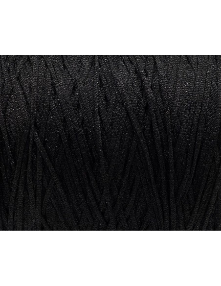 Fil tressé noir et argenté en polyester et lurex 1,5mm très souple