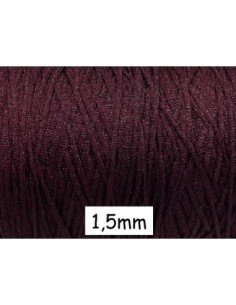 Cordon tressé rouge grenat et noir brillant en polyester et lurex 1,5mm très souple