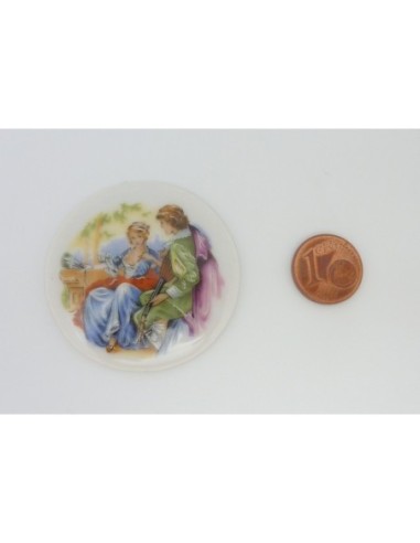Cabochon rond vintage en porcelaine romantisme 42mm