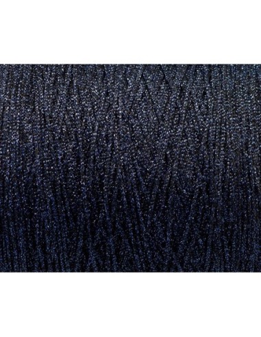 Fil tressé noir et bleu brillant en polyester et lurex 1,5mm très souple