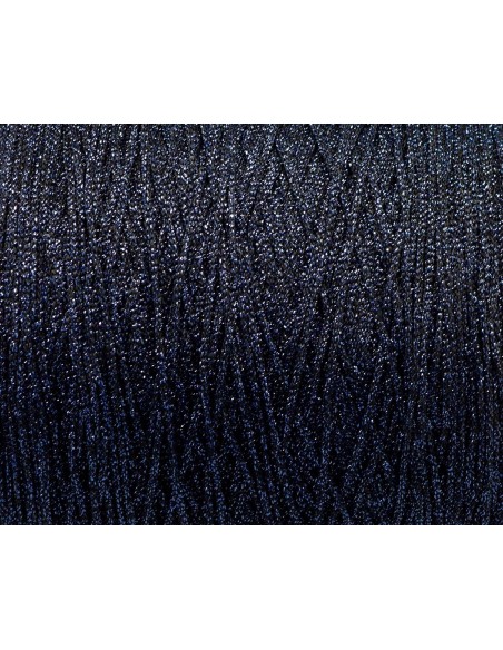 Fil tressé noir et bleu brillant en polyester et lurex 1,5mm très souple