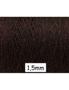 Cordon tressé noir et orange cuivré brillant en polyester et lurex 1,5mm très souple