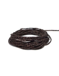 Cordon tressé noir et orange cuivré brillant en polyester et lurex 1,5mm très souple 2