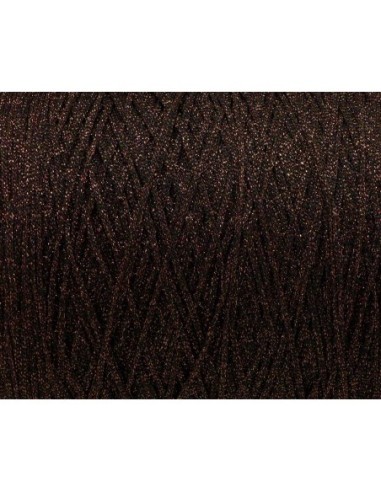 Fil tressé noir et orange cuivré brillant en polyester et lurex 1,5mm très souple