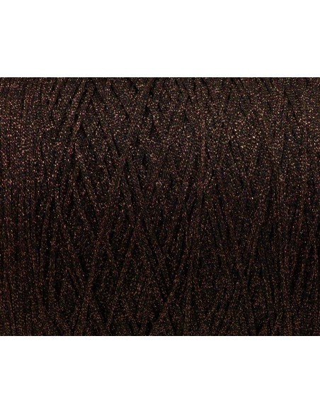 Fil tressé noir et orange cuivré brillant en polyester et lurex 1,5mm très souple