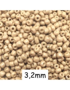 Perle de rocaille 3,2mm beige sable mat en verre