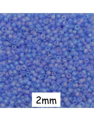 Perle de rocaille 2mm bleu mat. Nombreux coloris disponibles