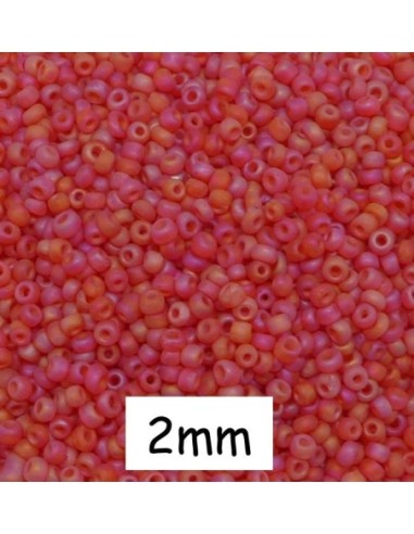 Perle de rocaille 2mm rouge framboise mat