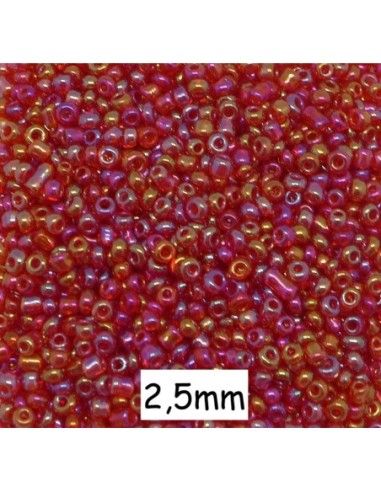 Perle de rocaille 2,5mm rouge framboise irisé 