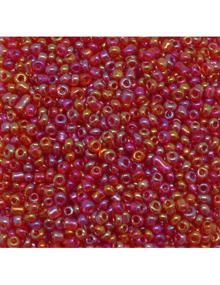 Perle de rocaille 2,5mm rouge framboise irisé pour broderie 