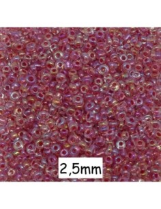 Perle de rocaille 2,5mm rose irisé, avec reflet pour broderie