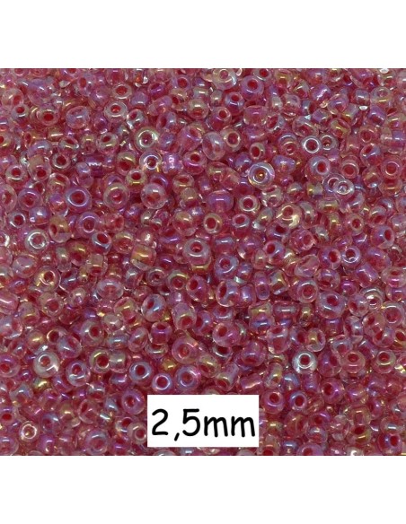 Perle de rocaille 2,5mm rose irisé, avec reflet pour broderie