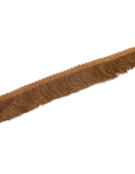 Ruban frange marron noisette en polyester et coton pour création de pompon
