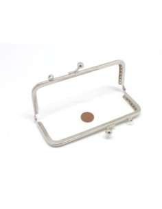 Fermoir porte monnaie en métal argenté 10cm avec attache sur un côté clic clac 2