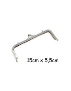 Fermoir sac en métal argenté 15cm avec attache sur le dessus clic clac, clasp