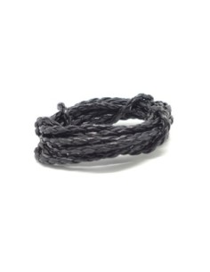 Cordon rond tressé 3mm en cuir synthétique de couleur noir