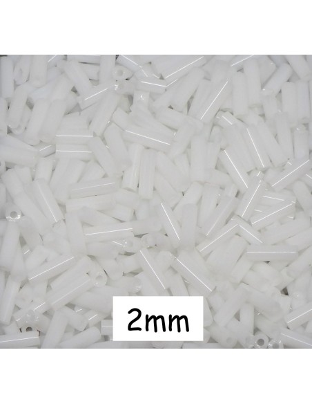 Perle de rocaille tube 6,5mmx2mm blanc environ 760 perles