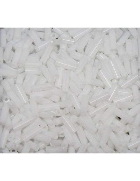 Perle de rocaille tube 6,5mmx2mm blanc pour broderie