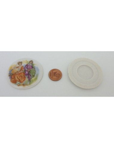 Cabochon rond vintage 42,3mm en porcelaine