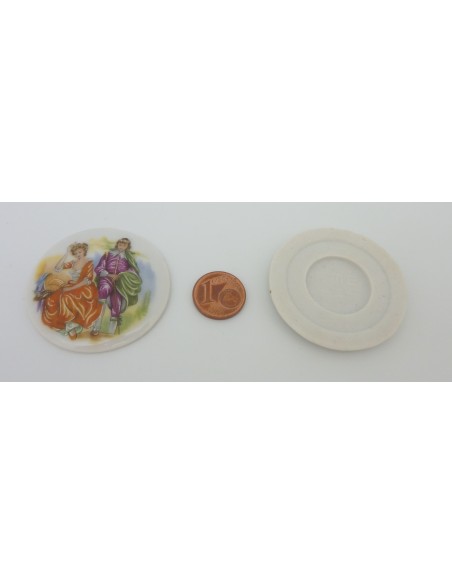Cabochon rond vintage 42,3mm en porcelaine
