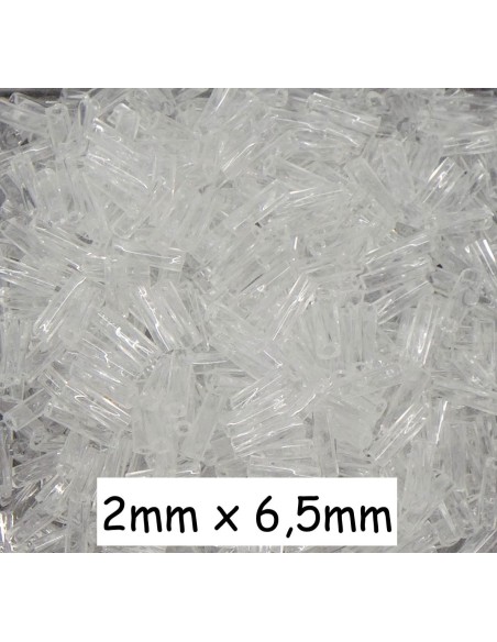 Perle de rocaille tube torsadé 6,5mmx2mm translucide, transparent