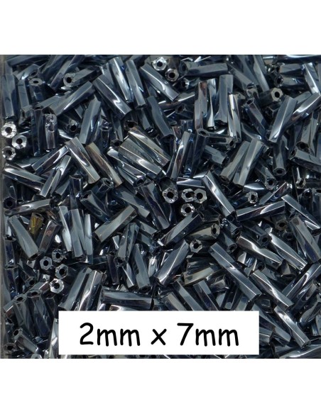 Perle de rocaille tube torsadé 7mm couleur hématite